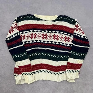 Suéter de punto grueso estampado abstracto vintage para mujer XL - Imagen 1 de 7