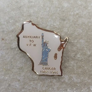 Vintage VFW Auxiliary Wisconsin Cancer Awareness Pin 1984–1985 Statue of Liberty - Picture 1 of 3
