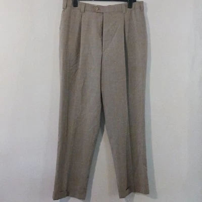 LINEA NATURALE Men's Pleated Front & Cuffed 100% Wool Dress Pants SIZE 40 Gray - Image 1 of 4