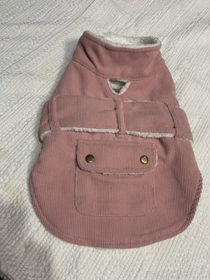 Telluride Clothing Co Pink Corduroy Dog Coat Fleece Lined Size XS 10” Length - Image 1 of 4