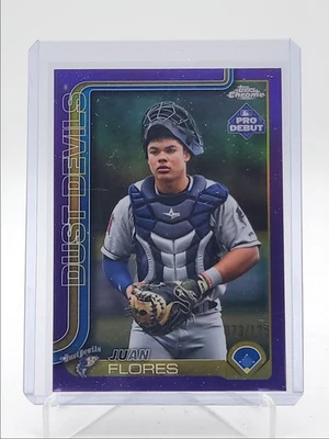 JUAN FLORES 2025 TOPPS CHROME PRO DEBUT PURPLE REFRACTOR /125 Q5930 - Image 1 of 2