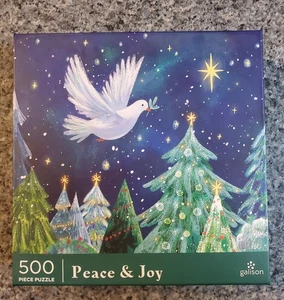 NEW Galison PEACE & JOY 500 piece puzzle Christmas - Picture 1 of 6
