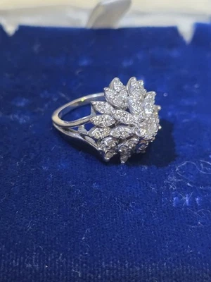 14K White Gold Cluster Engagement/Cocktail Ring With Brilliant Cut Diamond   - Image 1 of 4