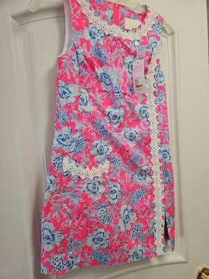 NWT LILLY PULITZER $218 Size 00  GINGE Shift Romper Roxie Pink Wave N 🌊  - Image 1 of 4
