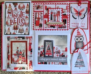 GRAB BAG 5 handgemachte Weihnachten Urlaub Papier Rosenmuster Karten und Geschenkanhänger - Bild 1 von 3