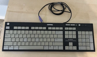OEM Vintage Compaq wired PS2 Black & Gray Keyboard 5188-0989 Model 5137 - Image 1 of 4