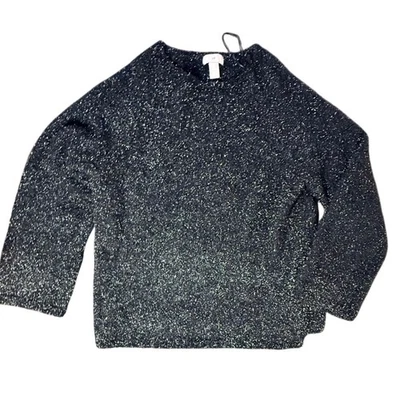 Suéter H&M Tejido Negro Brillante Manga Larga Cuello Simulado Acogedor Pullover Para Mujer L Foto 1 de 4
