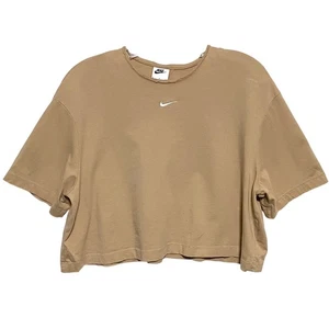 Nike Cropped Shirt Womens S Swoosh Logo Boxy Oversized Athleisure Leisure Gym - Picture 1 of 5