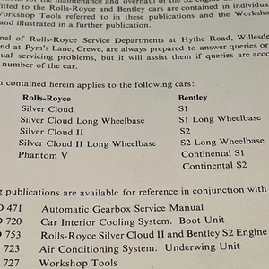 Rolls Royce Silver Cloud I & II Phantom & Bentley S1 & S2 Workshop Manual S5 - Picture 1 of 9