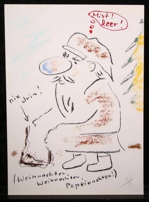 🎄 Humorvolles Weihnachtsmotiv von Helge Schneider 🎄 - Giclée - handsigniert - Bild 1 von 3