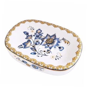 Selbstentleerende Seifenschale, doppellagige Seifenablage, weiße Keramikseife Stil D - Bild 1 von 7