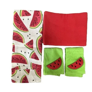 Mu Kitchen Towels Watermelon Set 4 Multi Size Red Green Tea, Hand, Scrub Gift - Picture 1 of 16
