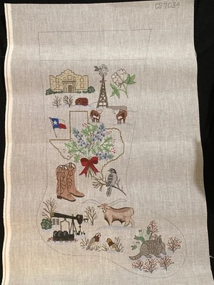 Alexa Handpainted Needlepoint Canvas TEXAS 23” Christmas Stocking CS-7034 - Image 1 of 4