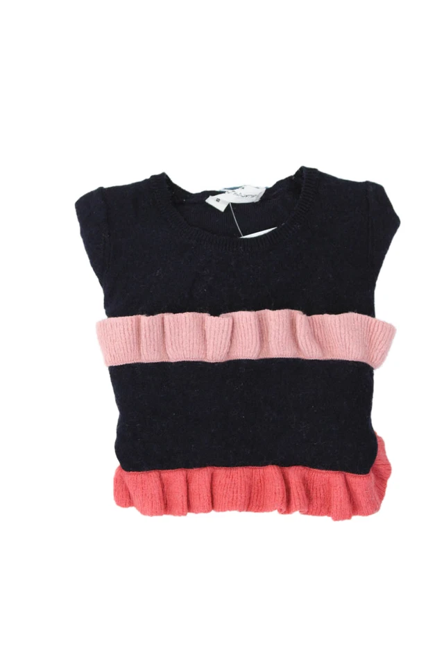 Шерстяной многоцветный вязаный топ Sonia Rykiel для девочек с длинным рукавом темно-синий размер 6 - Изображение 1 из 4