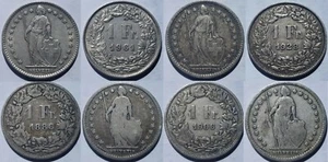 Switzerland 1 Franc Silver Coins 1886-1968 Pick Yours - Picture 1 of 79