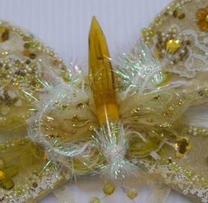 OLD BUTTERFLY FIGURAL CLIP-ON ORNAMENT, PRISM & FAUX JEWEL DECORATION - Picture 1 of 5