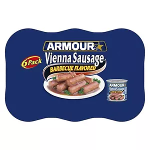 Armour Star Vienna Sausage Barbecue Flavored Canned Sausage 4.6 oz Pack of 6 - Picture 1 of 12