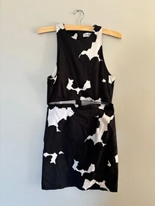 Maurie & Eve Cow Print Dress, Black and White, Size 12, Bodycon Fit, Worn - Picture 1 of 5