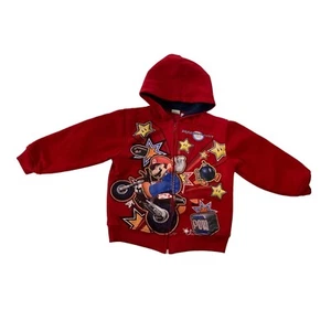 Mario Kart Boy's Size 4 Hoodie Nintendo Red Graphic Full Zip Long Sleeve - Picture 1 of 7