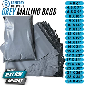 GREY MAILING BAGS STRONG MIXED PLASTIC POSTAL MAIL POSTAGE POLY 50 100 500 1000 - Picture 1 of 3