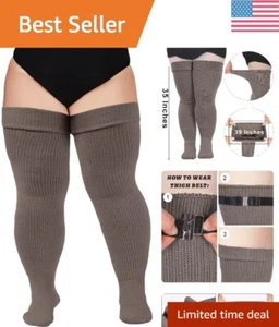 Luxuriöse Overknee-Socken in Übergröße: extra weich, rutschfester Strumpfgürtel enthalten - Bild 1 von 7