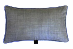 Black & White Plaid / Solid Black Light blue silk piping, 48x28 - Picture 1 of 4