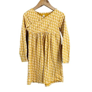 Tea Collection Dress Yellow Bunny Print Long Sleeve VNeck Twirl Size 4 - Picture 1 of 6