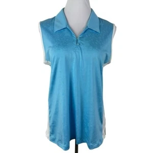 Adidas ClimaCool Golf 2-Button Collared Sleeveless Blouse Women's Large Blue - Picture 1 of 11