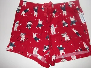 womens old navy flannel pajama shorts medium tall polar bear - Picture 1 of 2