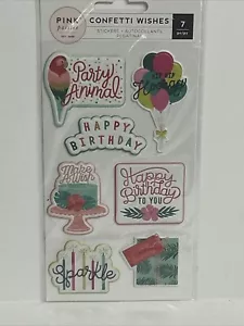 Pegatinas de deseos de confeti de cachemira rosa 7 piezas feliz cumpleaños fiesta animal brillo - Imagen 1 de 2