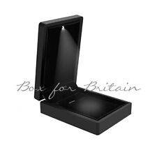 Led Pendant Box, Luxury Soft Touch Black Pendant Necklace Box with LED Light.
