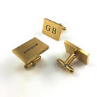Men's Personalized Gold Tone Rectangle Cufflinks Stainless Steel Name Engraving