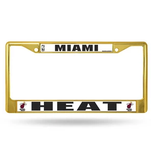 Miami Heat NBA Gold Color Painted Chrome Metal License Plate Frame - Picture 1 of 6