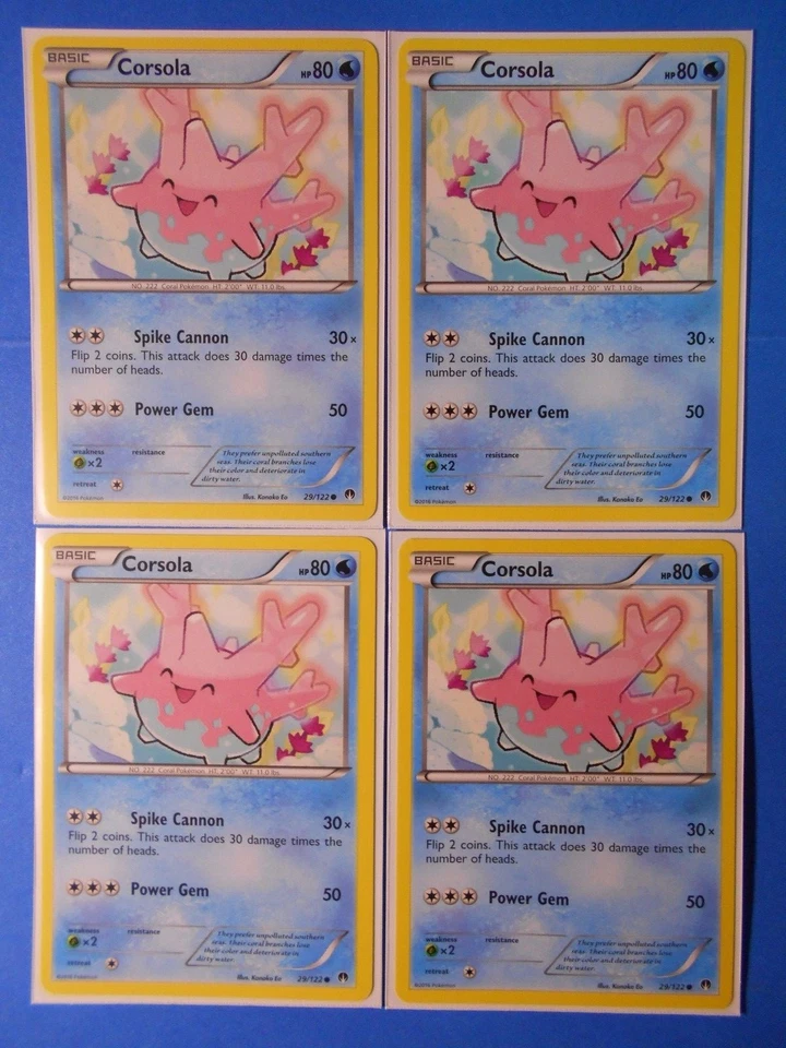 4x Corsola 29/122 Pokemon TCG card XY BREAKpoint common NM - Image 1 of 1