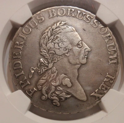 Prusia Federico II 1 Thaler 1785 E Königsberg Plata NGC VF Detalles KM:332,3 Foto 1 de 4