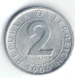 Austria Coins - 2 Groschen 1966 *481 - Picture 1 of 2