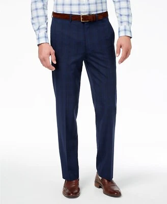$135 Ryan Seacrest Men's Blue Windowpane Modern-Fit Stretch Suit Pants 33W 30L - Image 1 of 4