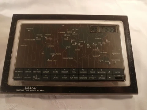 Vintage SEIKO World Time Voice Alarm Digital Desk Clock 20 Countries-Working Cover