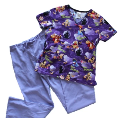 Scrub Set Purple Lavender Disney Halloween Top Size XS Pants Size S - Image 1 of 4