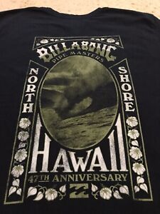 BILLABONG PIPE MASTERS PIPELINE NORTH SHORE HAWAII 47TH ANNIVERSARY XL BLK T-