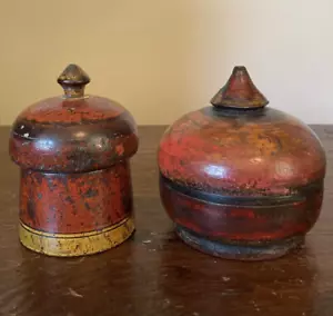 Set of 2 Vintage WOODEN TIKKA BOX Indian Decor Indian Modernism Decor - Picture 1 of 18