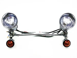 Chrome Driving Turn Signal Spot Fog light Cruiser Touring Chopper Motor Custom - Picture 1 of 11