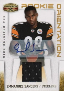 EMMANUEL SANDERS 2010 GRIDIRON GEAR ROOKIE ORIENTIERUNG AUFNÄHER AUTO RC #D 19/50 - Bild 1 von 2