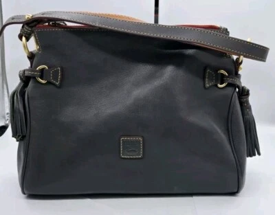 Bolso de Mano Dooney & Bourke Mediano Cuero Florentino Cremallera Hobo Pizarra Bolso Cartera Foto 1 de 4