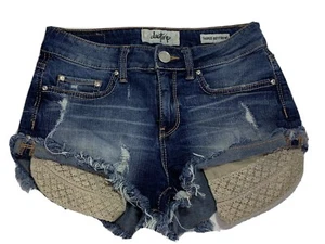DayTrip Size 25 / 0 Taurus Boyfriend Distressed Jean Shorts Tan Pockets - Picture 1 of 7