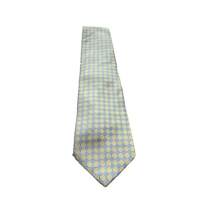 Corbata Versini Para Hombre Seda Amarillo Azul Geométrica Talla Única Diseñador Clásico Foto 1 de 4