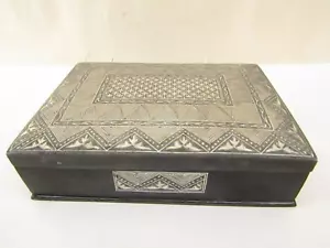 Antique Indian Bidri Box With Pure Silver Wire Inlay Work Collectible. - Picture 1 of 13