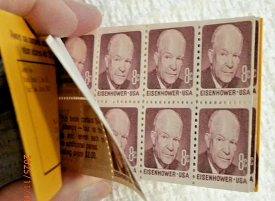 BK-123 BOOKLET 3 PANES 8 CENT IKE + SLOGAN + 1 PANE IKE +SLOGANS   #49 - Image 1 of 4