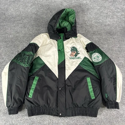 Vintage Michigan State Spartans Jacket Mens Extra Large Pro Player Puffer Coat - Image 1 of 4
