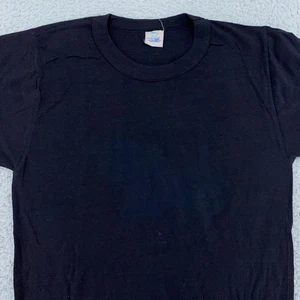 Vintage Black Blank Shirt Mens Small 34-36 Paper Thin Single Stitch 80s Tee Rare - Picture 1 of 7